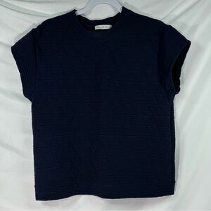 See And Be Seen Women's Short Sleeve Navy Blue Top S